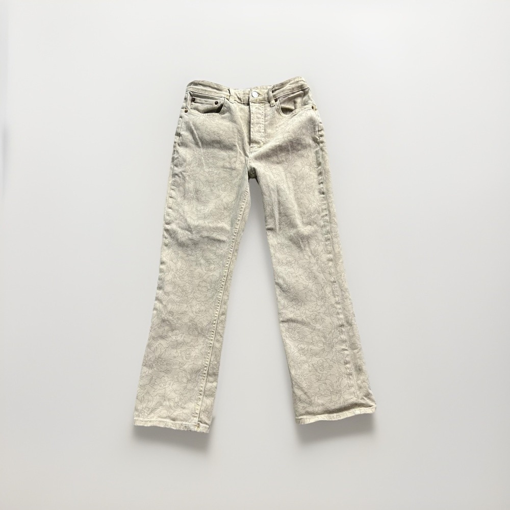 Zara The Dreed High Waist Flareโ Jeans Boho Fairy Cream Floral Pattern Size 6